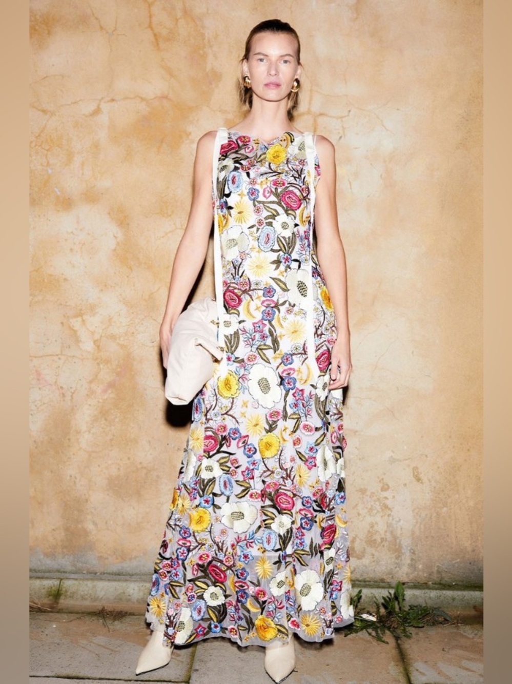 Rachel Gilbert Lyra 100% Hand Embroidered Floral Tulle Maxi Dress AU1/US4 NWT